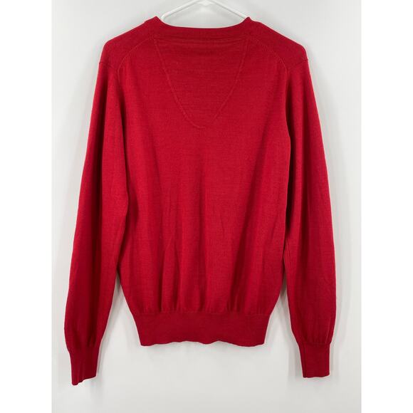 Point Zero Merino Wool Blend Men’s Sweater, V-neck, Red, Sz. M. Soft Preppy - Picture 3 of 10